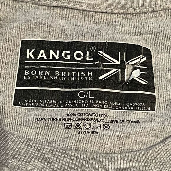KANGOL Of United Kingdom Classic Logo Grey Graphic Tee Shirt / Size L - Picture 4 of 4